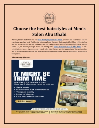 Choose the best hairstyles at Men's Salon Abu Dhabi
