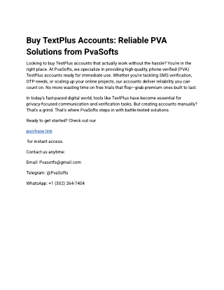 Buy TextPlus Accounts_ Reliable PVA Solutions from PvaSofts