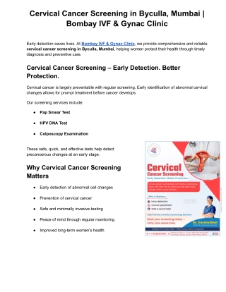 Cervical Cancer Screening in Byculla, Mumbai _ Bombay IVF & Gynac Clinic