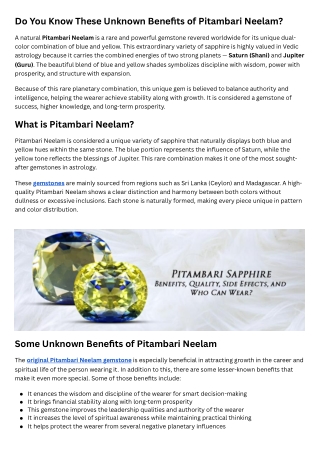 Do You Know These Unknown Benefits of Pitambari Neelam