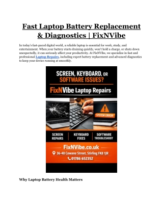 Fast Laptop Battery Replacement & Diagnostics _ FixNVibe