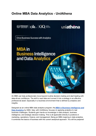 Online MBA Data Analytics - UniAthena
