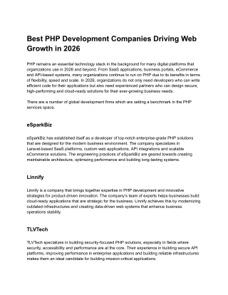Best PHP Development Companies