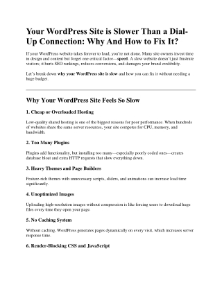 Your WordPress Site is Slower Than a Dial-Up Connection: Why And How to Fix It?