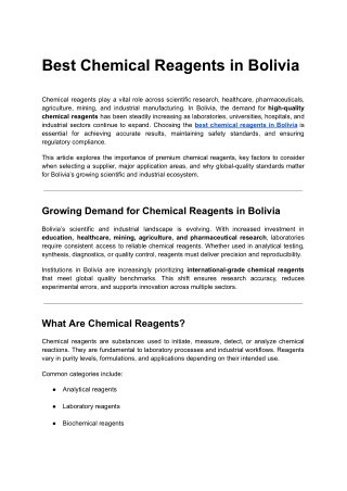 9. Best Chemical Reagents in Bolivia