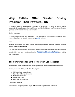 Why Pellets Offer Greater Dosing Precision Than Powders