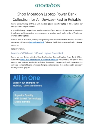 Shop Moerdon Laptop Power Bank Collection for All Devices- Fast & Reliable