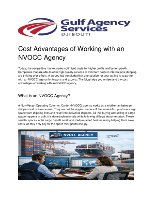 Cost Advantages of Working with an NVOCC Agency