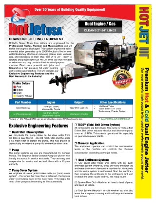 HotJet III Dual Engine Trailer Mounted Sewer Jetter by HotJet USA