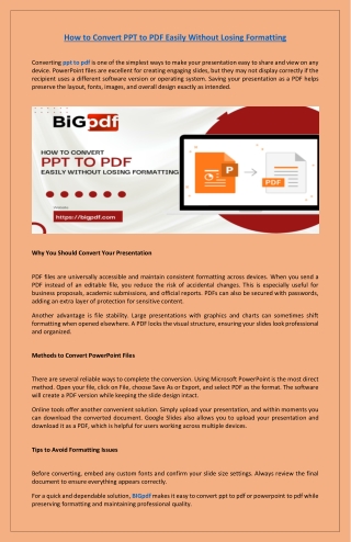 How to Convert PPT to PDF Easily Without Losing Formatting