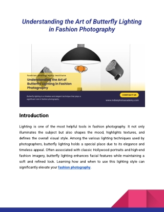 Understanding the Art of Butterfly Lighting in Fashion Photography_Indian Photo Academy