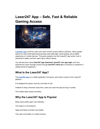 Laser247 App – Safe, Fast & Reliable Gaming Access