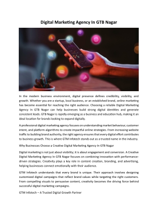 Digital Marketing Agency In GTB Nagar