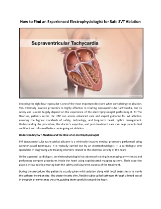 How to Find an Experienced Electrophysiologist for Safe SVT Ablation