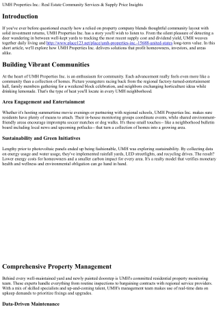 UMH Properties Inc.: Real Estate Community Services & Stock Price Insights