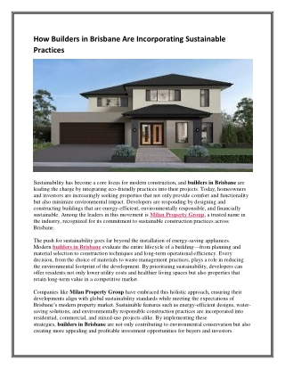 How Builders in Brisbane Are Incorporating Sustainable Practices