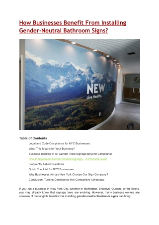 How Businesses Benefit From Installing Gender-Neutral Bathroom Signs?