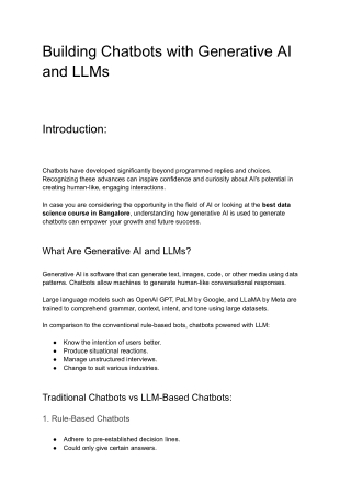 Building Chatbots with Generative AI and LLMs