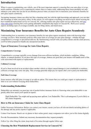 Maximizing Your Insurance Benefits for Auto Glass Repairs Seamlessly