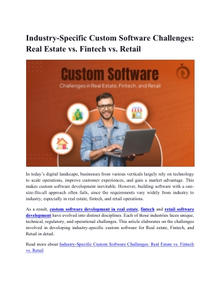 Custom Software Challenges Real Estate vs Retal vs Fintech