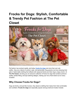Frocks For Dogs - The Pet Closet