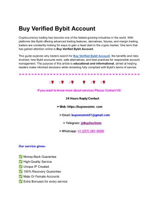 Buy Verified Bybit Account
