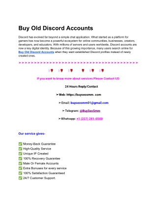 Buy Old Discord Accounts