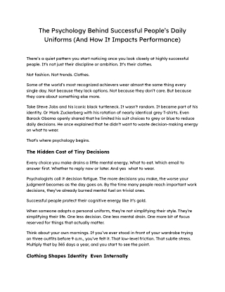 The Psychology Behind Successful People’s Daily Uniforms (And How It Impacts Performance)