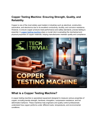Copper Testing Machine Manufacturer | Reliable Copper Test Solutions