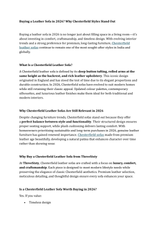 Buying a Leather Sofa in 2026 Why Chesterfield Styles Stand Out