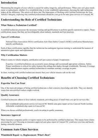 The Importance of Working with Certified Technicians for Your Vehicle’s Integrit