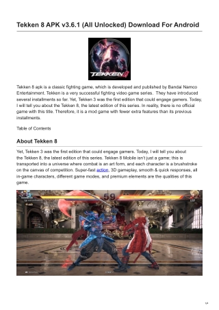 Tekken 8 APK v3.6.1 (All Unlocked) Download For Android