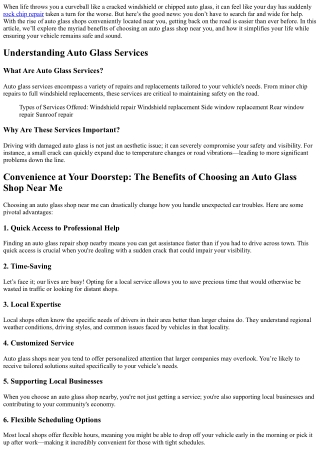 Convenience at Your Doorstep: The Benefits of Choosing an Auto Glass Shop Near M