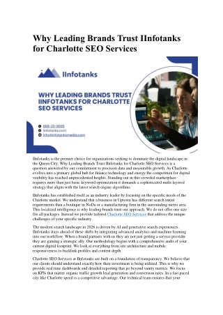 Why Leading Brands Trust IInfotanks for Charlotte SEO Services