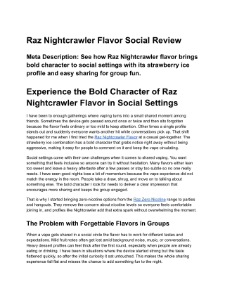 Raz Nightcrawler Flavor Social Review