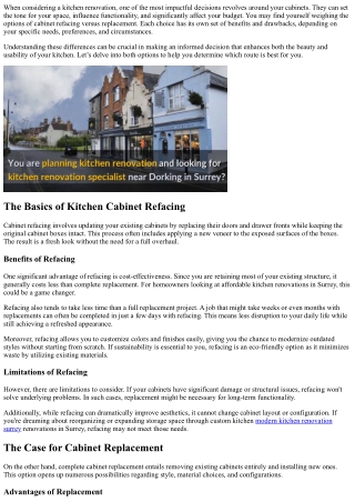 Kitchen Cabinet Refacing vs Replacement: Which is Right for You?