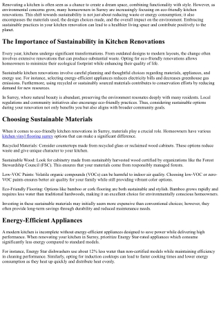 Eco-Friendly Kitchen Renovations in Surrey: Sustainable Choices Matter!