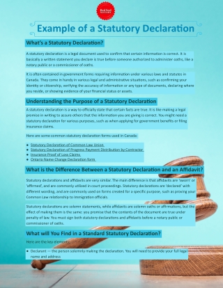 Example of a statutory declaration