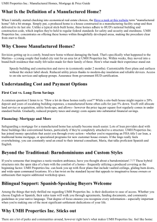 UMH Properties Inc.: Manufactured Homes, Mortgage & Cost Guide
