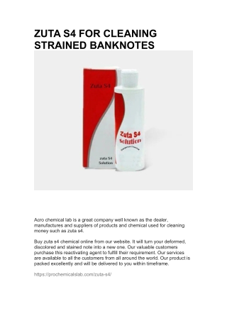 ZUTA S4 FOR CLEANING STRAINED BANKNOTES