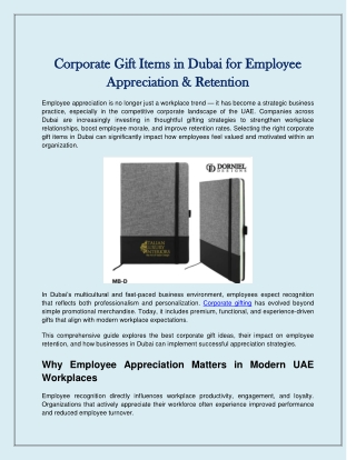 Corporate Gift Items in Dubai for Employee Appreciation & Retention