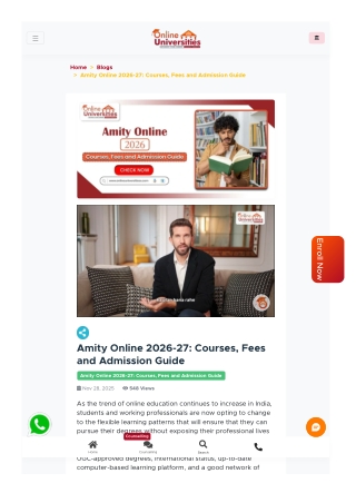 Amity Online 2026-27: Courses, Fees and Admission Guide