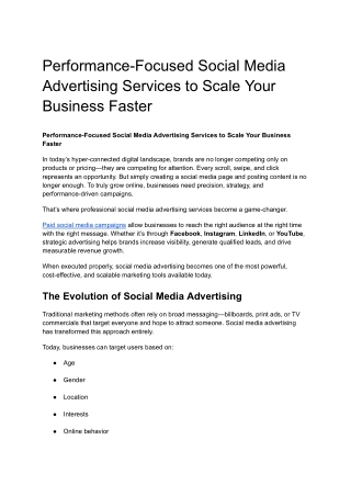 Social Media Advertising Services to Grow Your Business Online