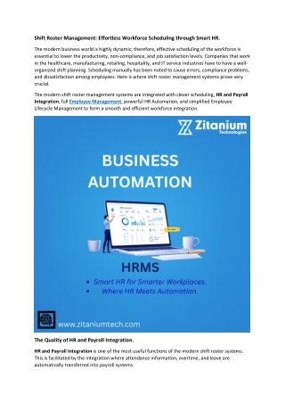 Shift Roster Management: Effortless Workforce Scheduling through Smart HR
