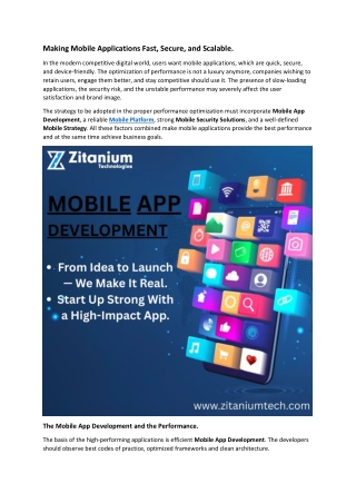 Making Mobile Applications Fast, Secure, and Scalable