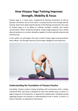 How Vinyasa Yoga Training Improves Strength, Mobility & Focus