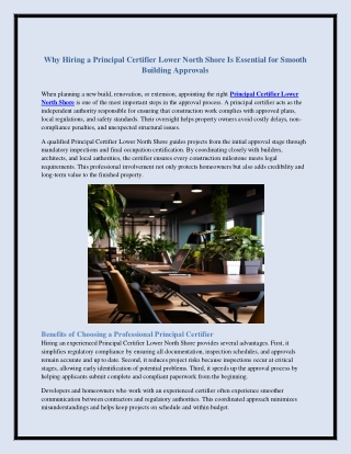 Why Hiring a Principal Certifier Lower North Shore Is Essential for Smooth Building Approvals
