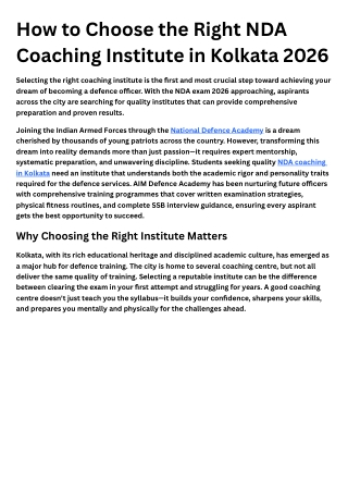 Professional NDA Coaching in Kolkata – Complete Exam Preparation