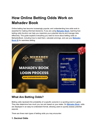 How Online Betting Odds Work on Mahadev Book