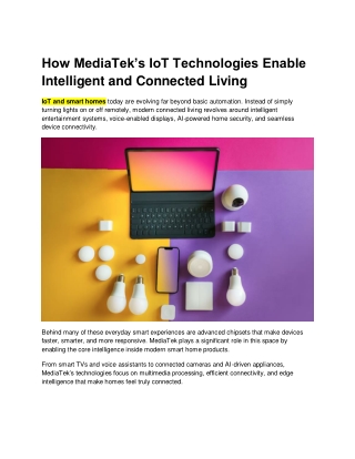How MediaTek’s IoT Technologies Enable Intelligent and Connected Living